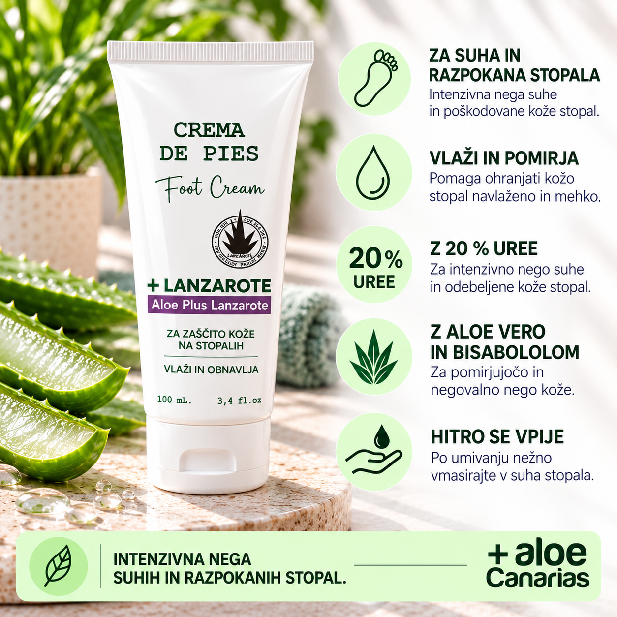 Krema za suha in razpokana stopala z 20% uree, 100ml - slika 3