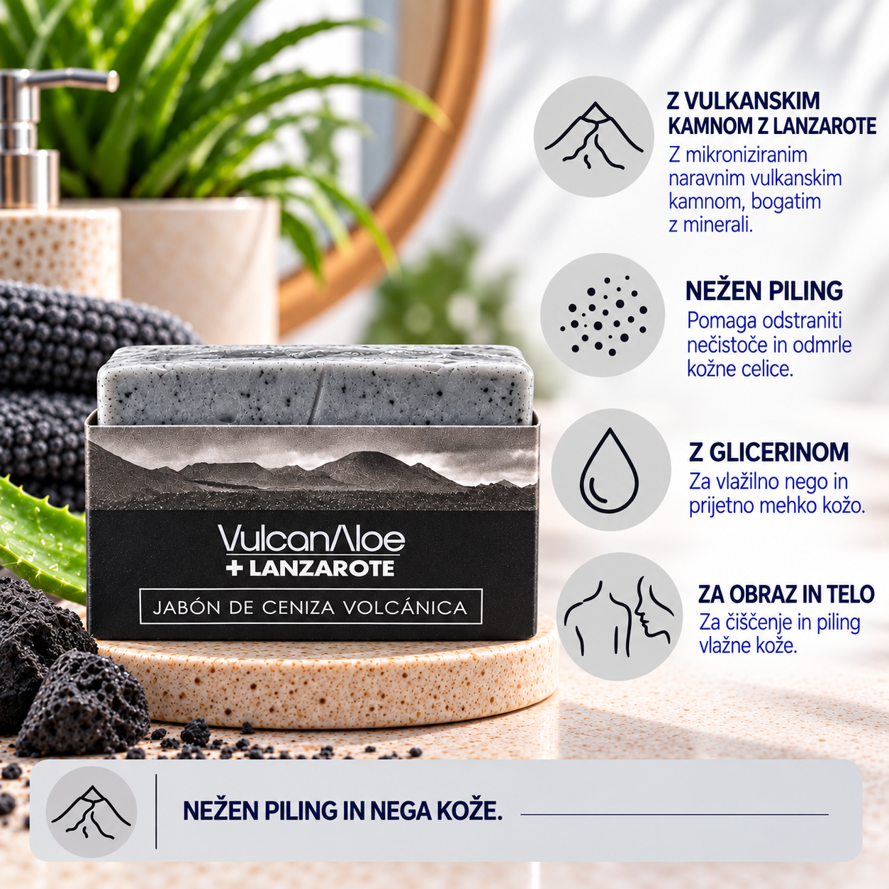 VulcanAloe piling milo z vulkanskim kamnom, 110 g - slika 3