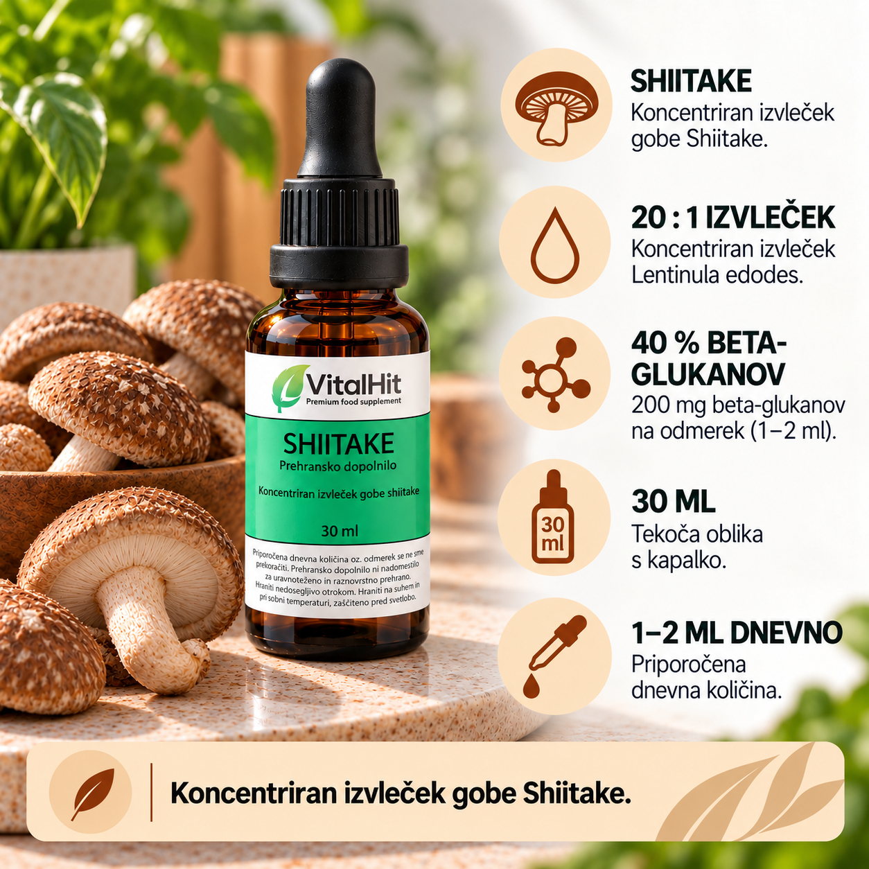 SHIITAKE - koncentriran tekoči izvleček - slika 3