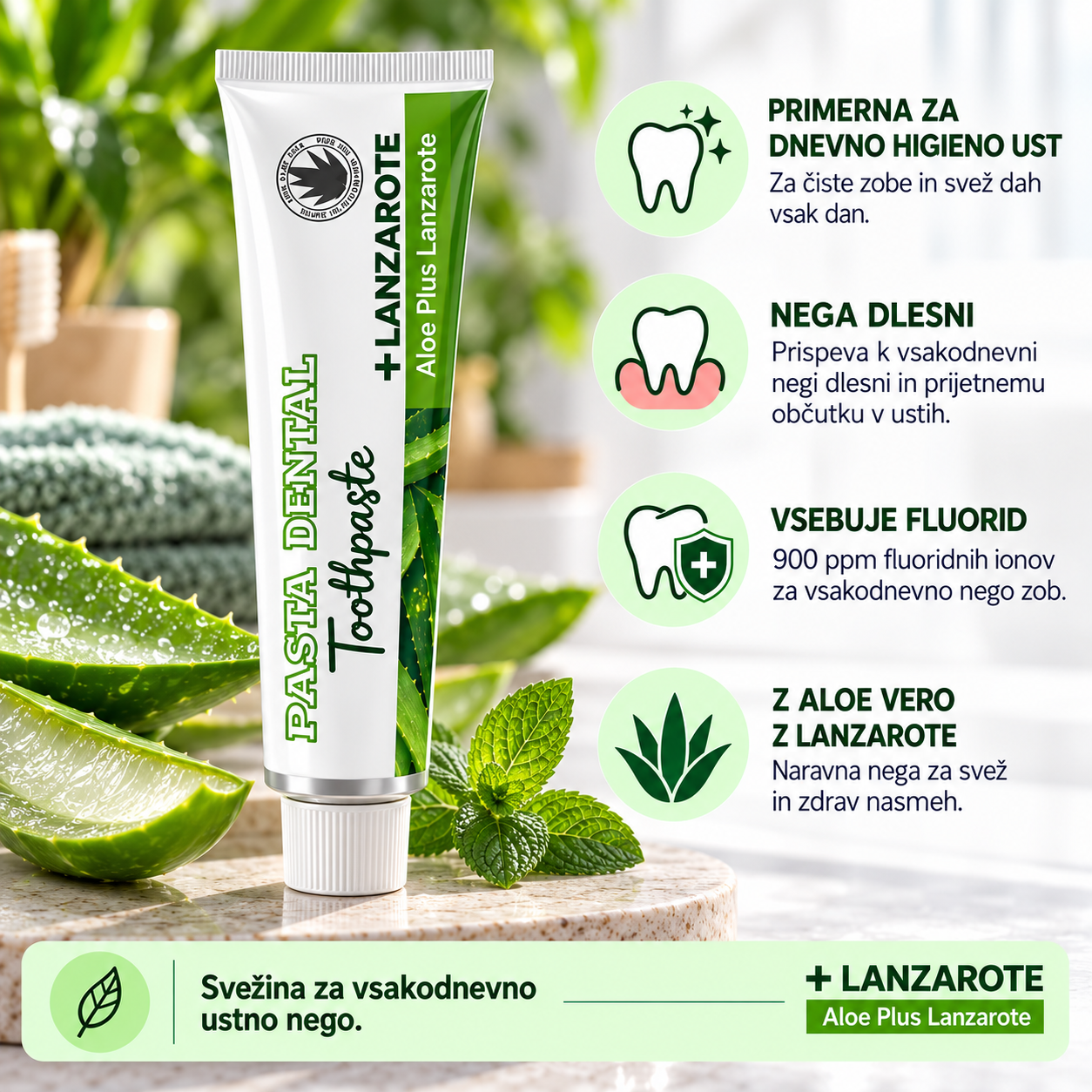 Zobna pasta z aloe vero in fluoridom, 75 ml - slika 3