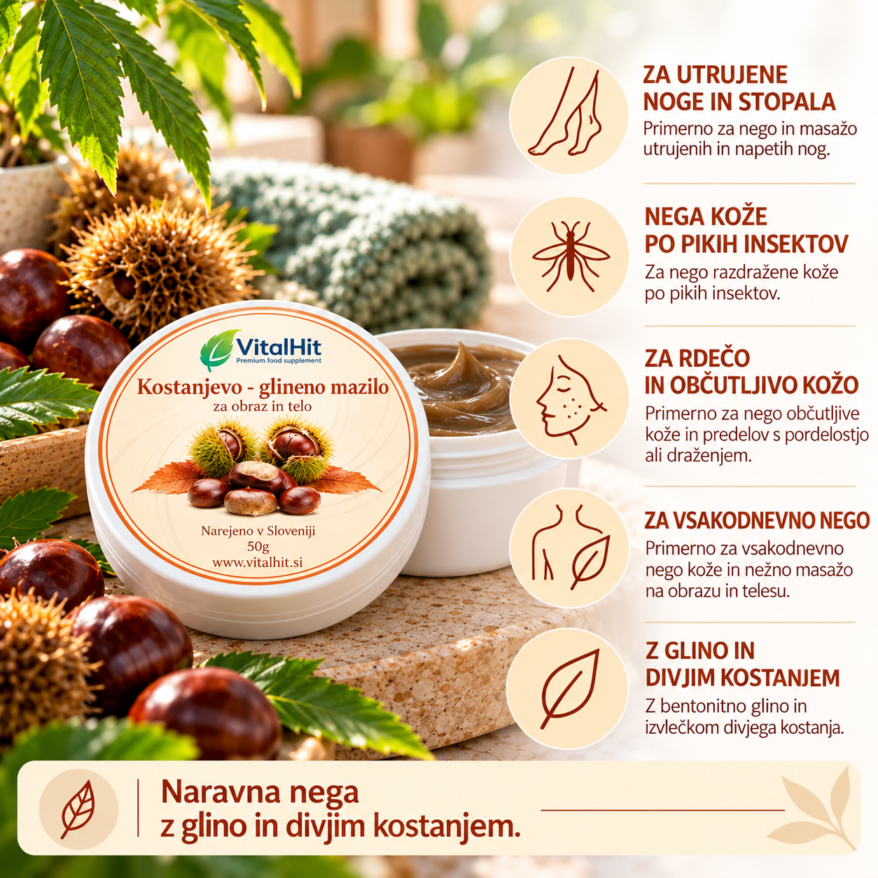 Glineno kostanjevo mazilo, 50g - slika 3