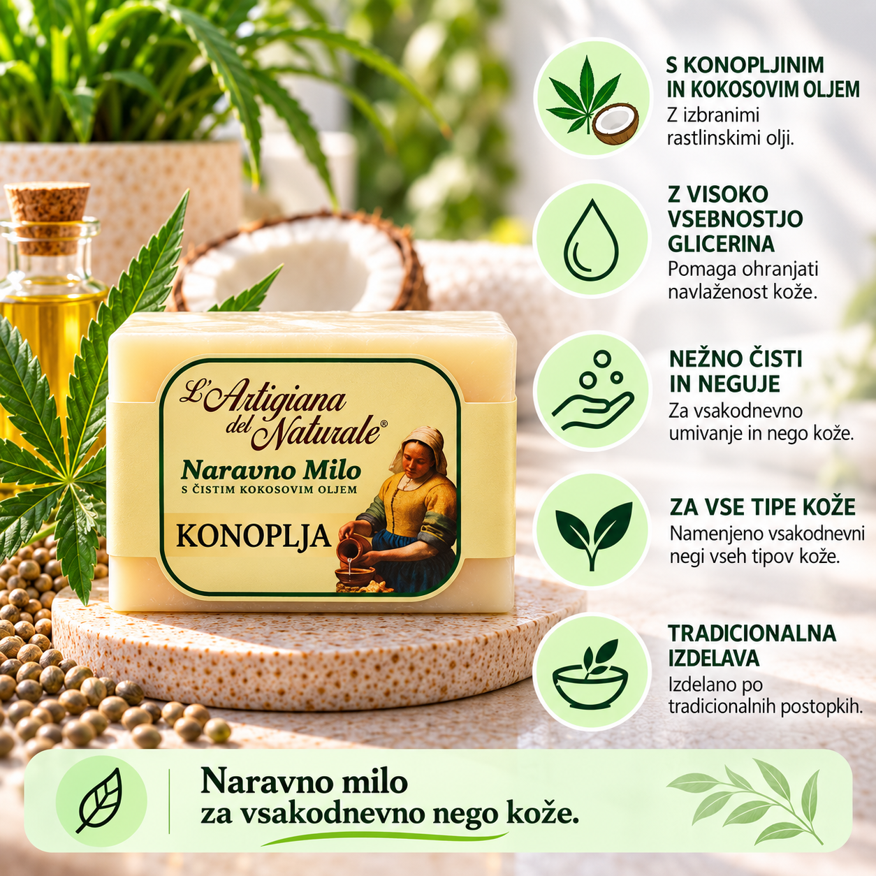 Naravno konopljino milo, 100g - slika 3